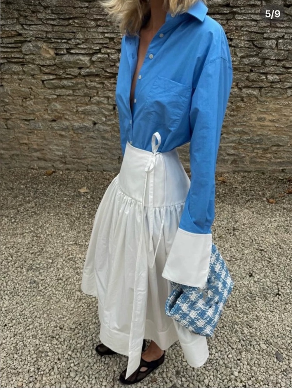 Helsa Midi Wrap Skirt in Tech Poplin in White, XXS S M L